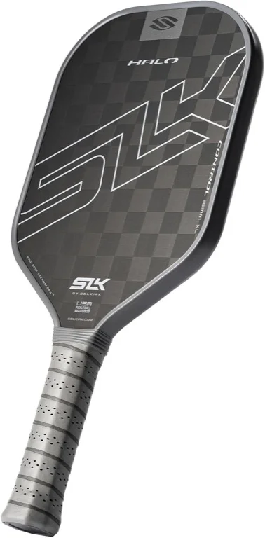 Selkirk SLK Halo Control XL pickleball paddle, gray, raw carbon fiber face